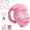 3D Printed Resin Chastity Cage with 4 Ring Sizes feature details graphic 1