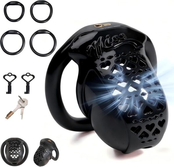 3D Printed Resin Chastity Cage with 4 Ring Sizes in alternate gallery view 7