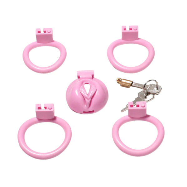 Pink Pussy Shaped Resin Chastity Cage in alternate gallery view 2