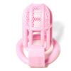 bdsm-hollow-male-chastity-device-with-4-ring4.jpg Lockable Honeycomb Chastity Device With 4 Rings feature details graphic 3