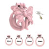 Butterfly Wing Chastity Cage dimensions showing 44mm, 48mm, 52mm