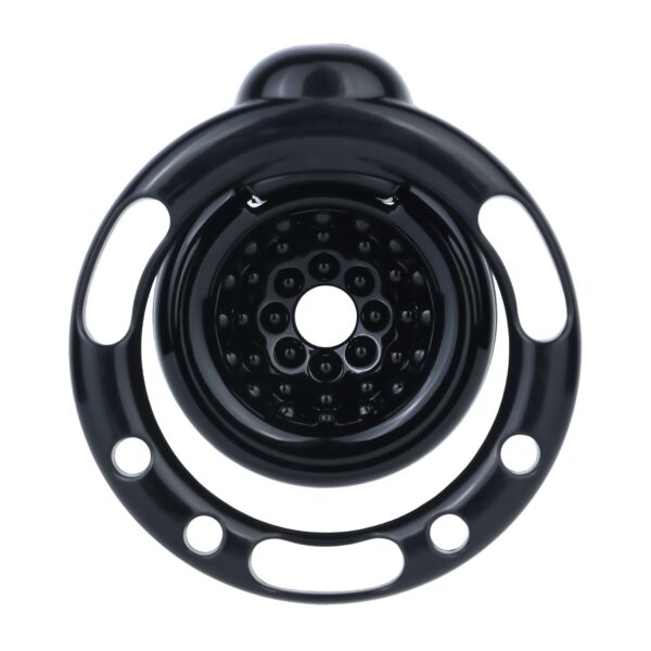 candy-heart-chastity-cage-with-optional-vibration-and-belt-10-black-rear-detail.jpg Rear view of the black Candy Heart chastity cage