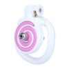 Pink and white cage with catheter attachment