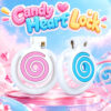 Candy Heart Lock pink and blue spiral designs