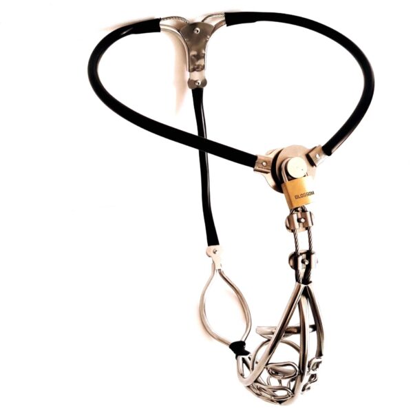 Pink or Black Men's Chastity Belt with Adjustable Waist, gallery view 2