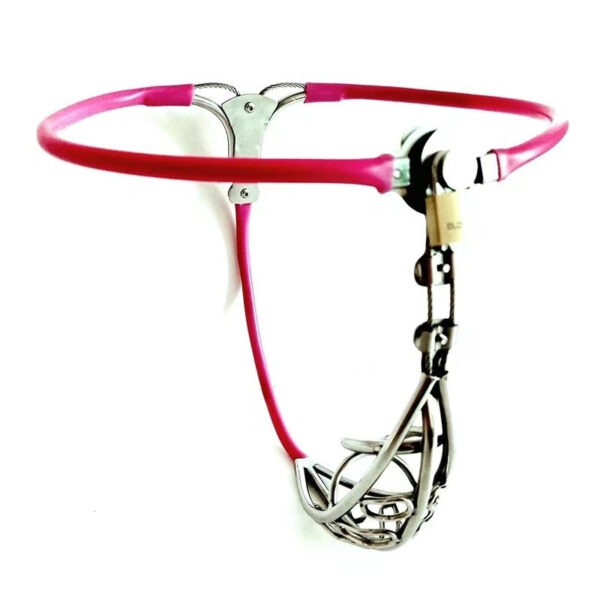 Pink or Black Men's Chastity Belt with Adjustable Waist, gallery view 3