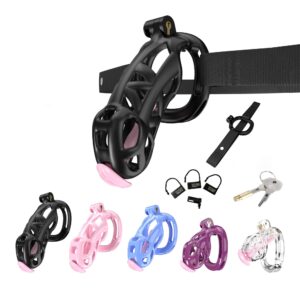 cobra-chastity-set-with-belt100_11.jpg Pink Cobra Chastity Cage Set with Waist Belt, Resin; silicone urethral insert listed by source, product view