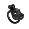Black Cretan Bull ABS chastity cage front view on white background