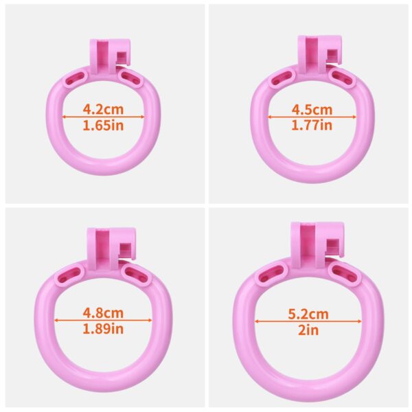 Diamond Flat Chastity Cage dimensions showing 4.2cm, 1.65in, 4.5cm