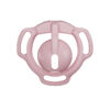 Pink Eclipse Dome chastity cage front view showing the rounded cover, vertical bridge and oval opening