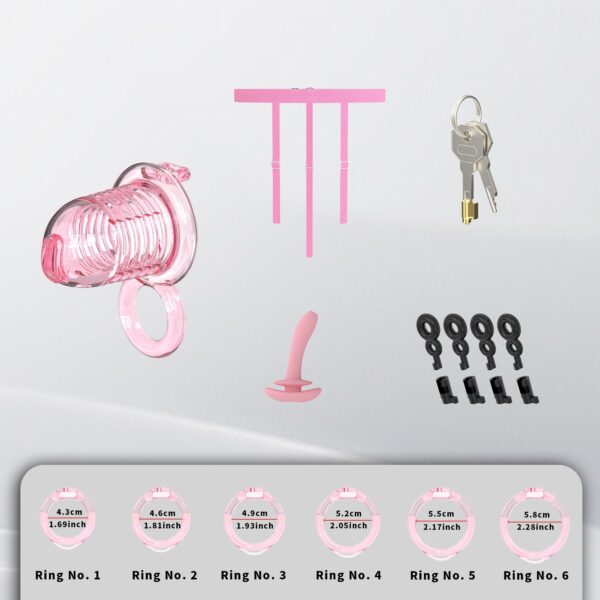 Extensible Silicone Chastity Cage With Vibration Plug feature details graphic 9