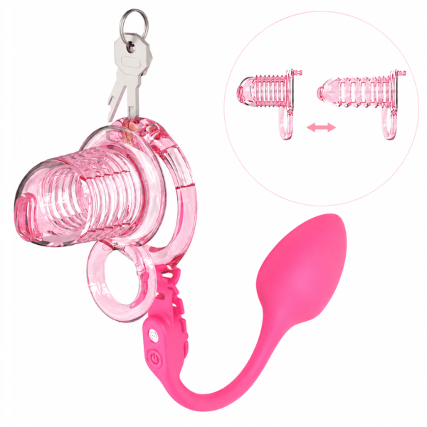 Extensible Silicone Chastity Cage With Vibration Plug in the main gallery view