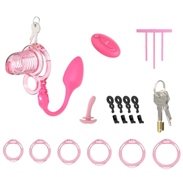 Extensible Silicone Chastity Cage With Vibration Plug feature details graphic 3