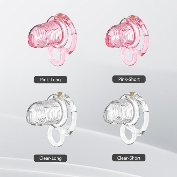 Extensible Silicone Chastity Cage With Vibration Plug color options in clear, pink