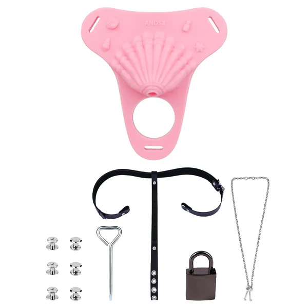 fantasy-pink-conch-chastity-cag_10.png Fantasy Pink Conch Chastity Cage with Belt 11
