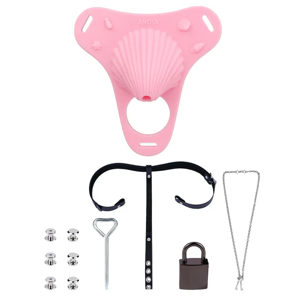 fantasy-pink-conch-chastity-cag_22.png Fantasy Pink Conch Chastity Cage with Belt 29