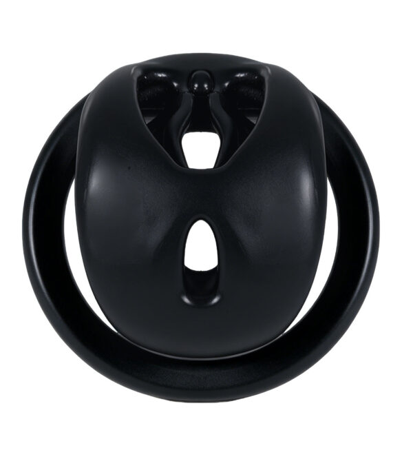 feminine-shell-resin-chastity-cage-with-optional-belt-07.jpg Black cage front view