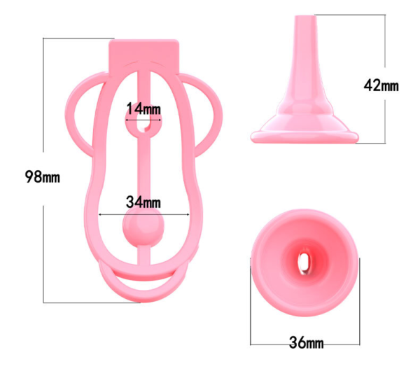 fufu-clip-chastity-cage-with-pee-guard_1.png Fufu Clip Chastity Cage With Pee Guard dimensions showing 42mm, 14mm, 98mm