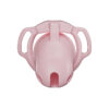 Pink Galaxy Shell chastity cage front view showing the smooth cover and lower openings