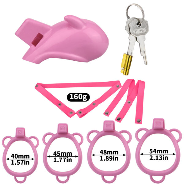 Little Devil Chastity Lock dimensions showing 40mm, 1.57in, 45mm