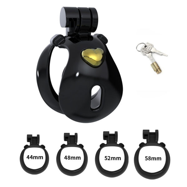 Macaron Cage Resin Chastity Device dimensions showing 44mm, 48mm, 52mm detail 6