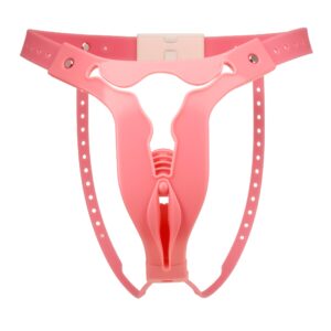 male-pink-cross-dressing-chastity-belt_11.jpg Pink Cross-Dressing Chastity Cage with Waist Strap, Nylon and platinum liquid silicone, product view