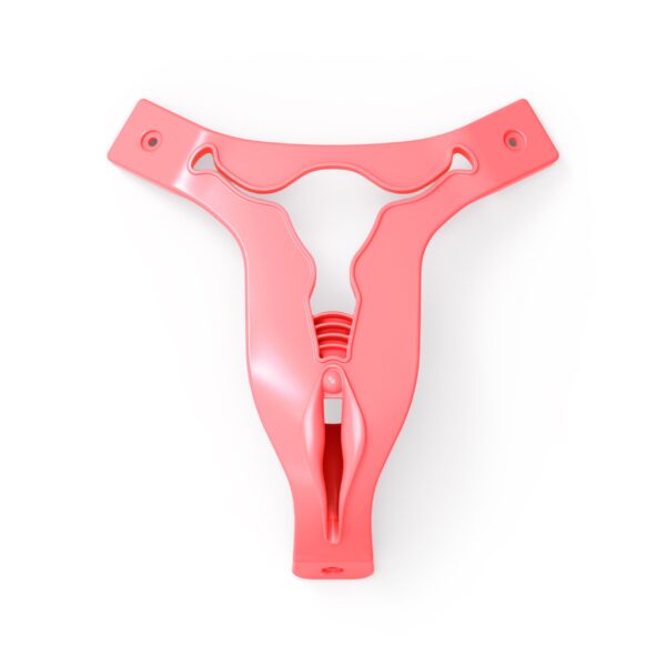 Pink Cross-Dressing Chastity Cage with Waist Strap, Nylon and platinum liquid silicone, gallery view 7