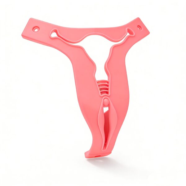 Pink Cross-Dressing Chastity Cage with Waist Strap, Nylon and platinum liquid silicone, gallery view 10