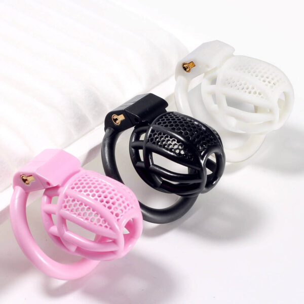 Mini Honeycomb Chastity Device With 4 Ring in the main gallery view