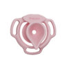 Pink Moon Drop flat chastity cage three-quarter view