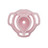 Pink Moon Drop flat chastity cage front view with teardrop-shaped cup