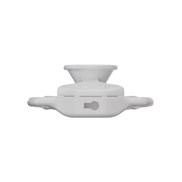 White Moon Drop flat chastity cage top view and lock opening