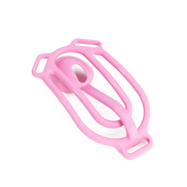 Pink resin MTF clit clip and optional belt, product view