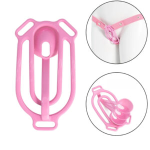mtf-clit-clip_1.jpg Pink resin MTF clit clip and optional belt, gallery image 1