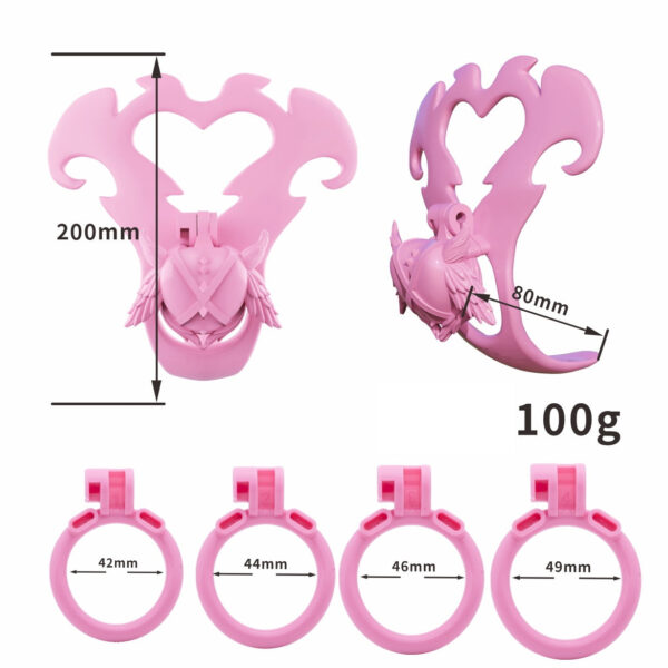Mystic Sweetheart Chastity Belt dimensions showing 200mm