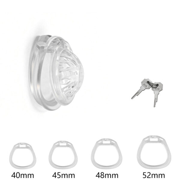 Clear Generation 6 openwork cage with four pictured base rings