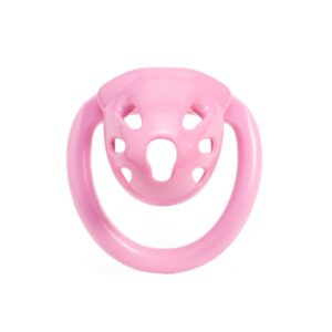 oval-ventilated-resin-chastity-cage-set-pink-front.jpg Pink oval ventilated resin chastity cage front view