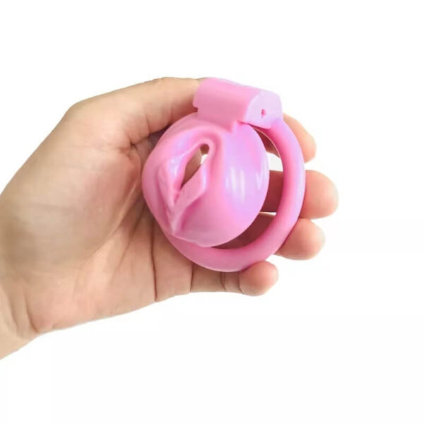Pink Pussy Shaped Resin Chastity Cage in alternate gallery view 6