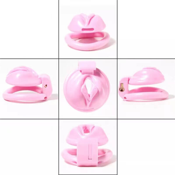 Pink Pussy Shaped Resin Chastity Cage in alternate gallery view 5