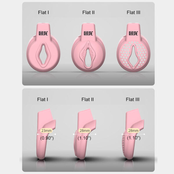 JEUSN Pink Flat Chastity Cage feature details graphic 5