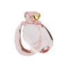 Transparent pink heart resin chastity cage from an angle