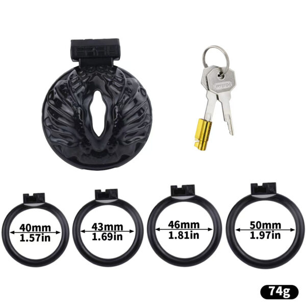 sissy-pussy-chastity-cage_11.jpg Sissy Pussy Chastity Cage Flat dimensions showing 40mm, 1.57in, 43mm detail 7