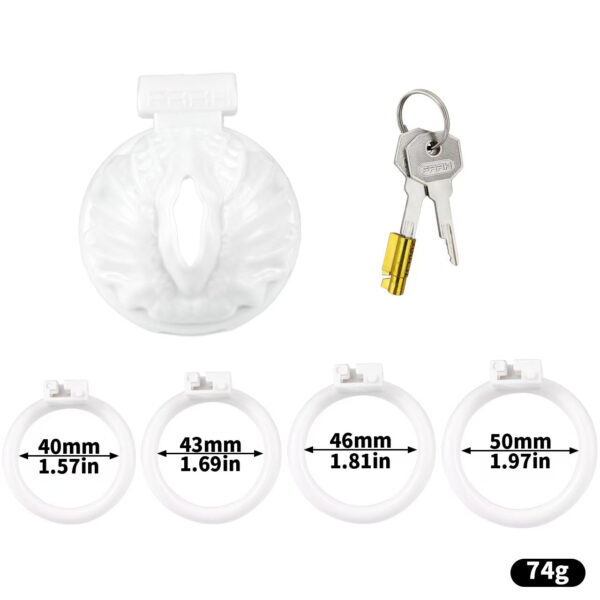 sissy-pussy-chastity-cage_12.jpg Sissy Pussy Chastity Cage Flat dimensions showing 40mm, 1.57in, 43mm detail 8