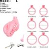 Sissy Silicone Chastity Cage dimensions showing 5in, 7in, 9in