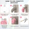 Sissy Silicone Chastity Cage shown with key, lock and accessories
