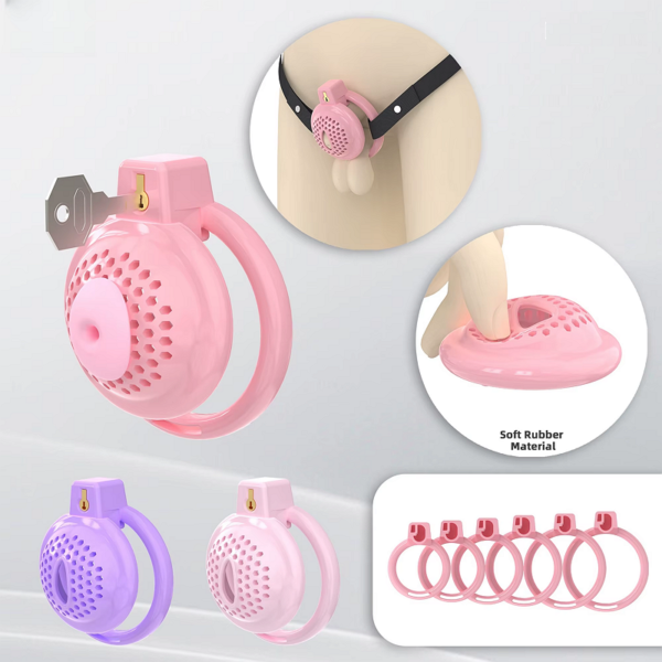 Flat Soft Chastity Cage with 6 Rings - 1